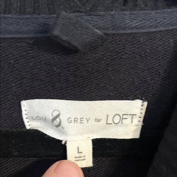 LOU & GREY Ann Taylor Loft Black Black Cowl Neck Sweater Large Softblend Lite - Picture 3 of 7